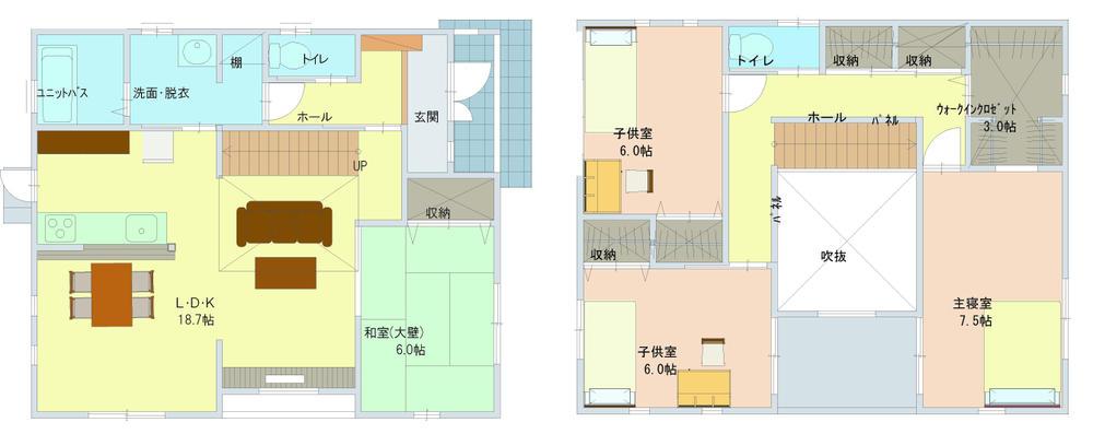 Floor plan. LDK with large atrium is spacious 15 quires more! Also look to short housework flow line in a coherent water around!