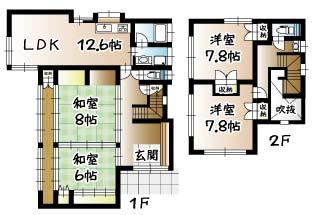 Floor plan. 15.8 million yen, 4LDK, Land area 215.28 sq m , Building area 129.4 sq m