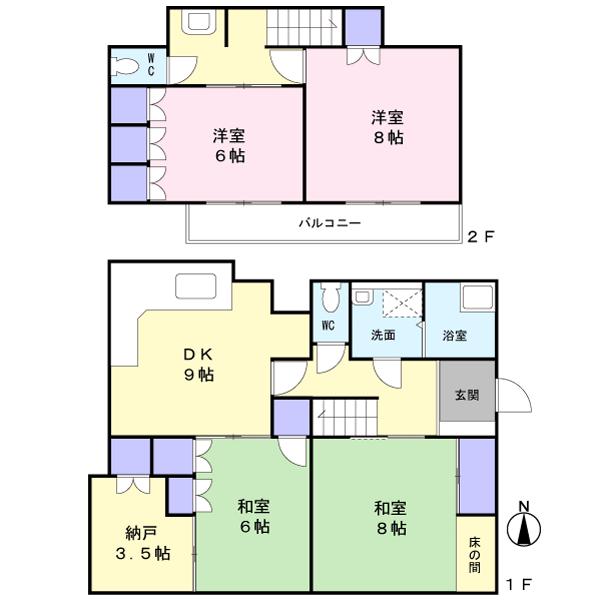 Floor plan. 29,900,000 yen, 4DK + S (storeroom), Land area 263.36 sq m , Building area 107.94 sq m