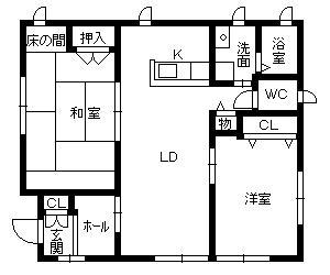 Floor plan. 22 million yen, 2LDK, Land area 131.89 sq m , Building area 62.96 sq m