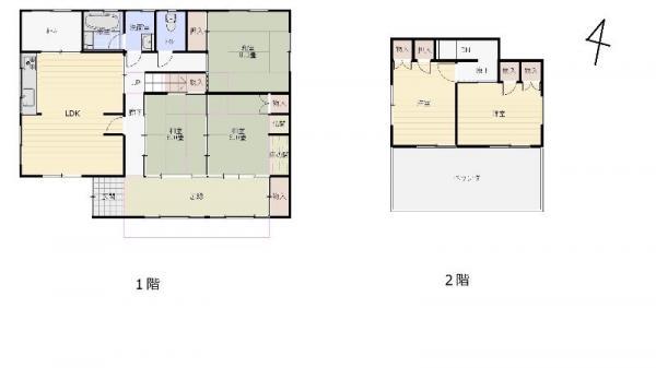 Floor plan. 14.9 million yen, 5LDK, Land area 402.37 sq m , It is taken between the building area 140.78 sq m 5LDK housing