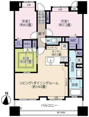 Floor plan. 3LDK, Price 18,800,000 yen, Occupied area 76.46 sq m , Balcony area 14.56 sq m