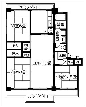 Floor plan. 3LDK, Price 7.5 million yen, Occupied area 66.31 sq m