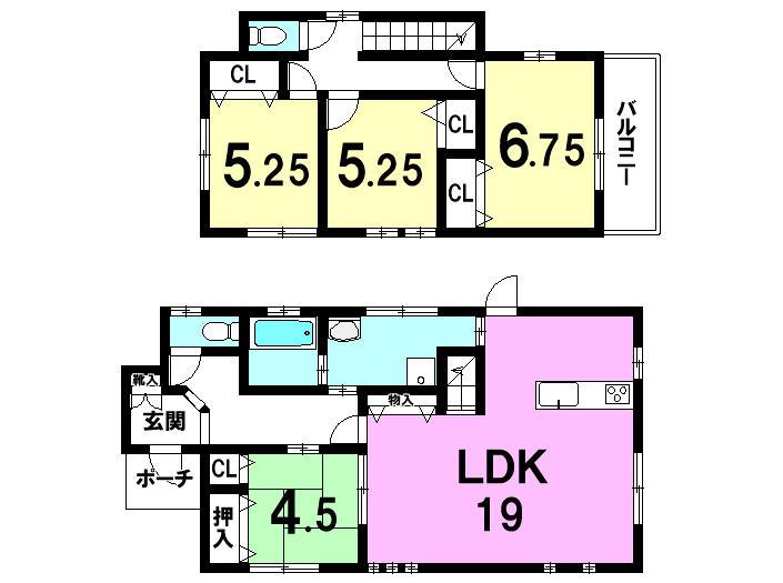 Floor plan. 22,800,000 yen, 4LDK, Land area 220.77 sq m , Building area 105.99 sq m
