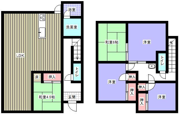 Floor plan. 20.8 million yen, 5LDK, Land area 225.34 sq m , Building area 132.21 sq m