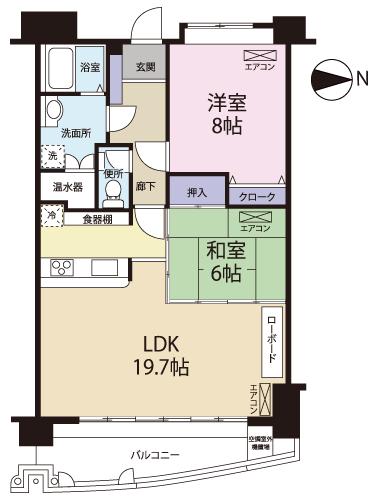 Floor plan. 2LDK, Price 16.5 million yen, Footprint 74.2 sq m , Balcony area 12.67 sq m