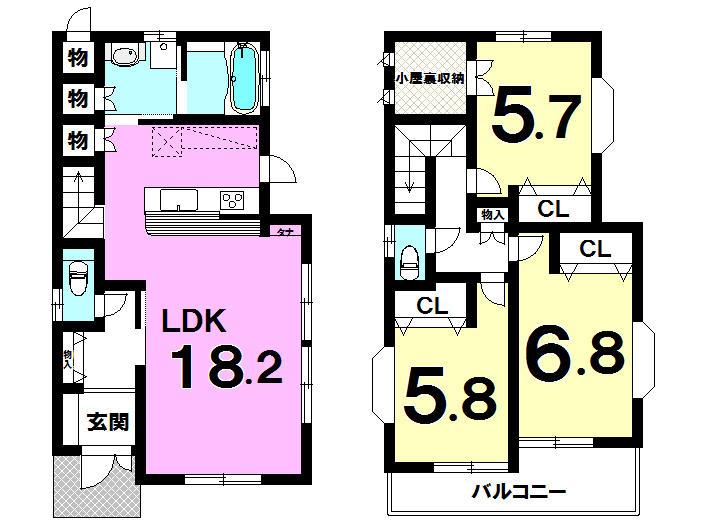 Floor plan. 27,200,000 yen, 3LDK+S, Land area 140.41 sq m , Building area 89.89 sq m