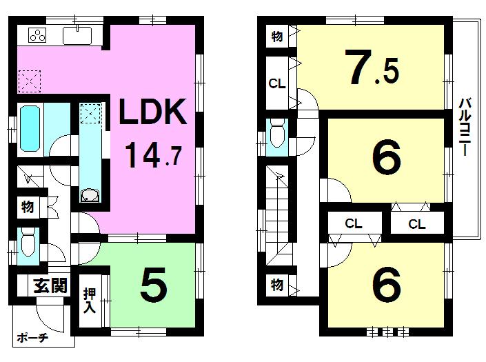 Floor plan. 25,800,000 yen, 4LDK, Land area 128.35 sq m , Building area 93.96 sq m