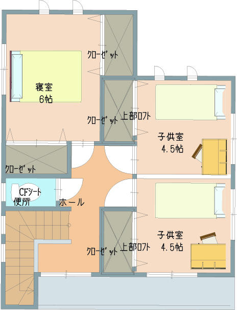 Floor plan. 25,940,000 yen, 3LDK, Land area 102.34 sq m , Is a floor plan of the building area 87.77 sq m 2 floor. Children room is with a loft! Partition is also possible to match the growth of the child! Also it comes with a toilet on the second floor! Little space of the stairs next to you can also be used as a space to hang out the laundry at the time of ash!