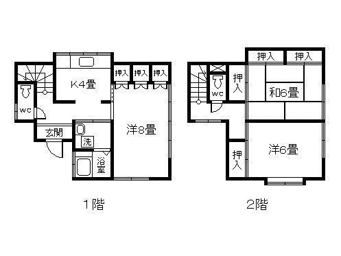 Floor plan. 9.8 million yen, 3K, Land area 115.87 sq m , Building area 66.76 sq m