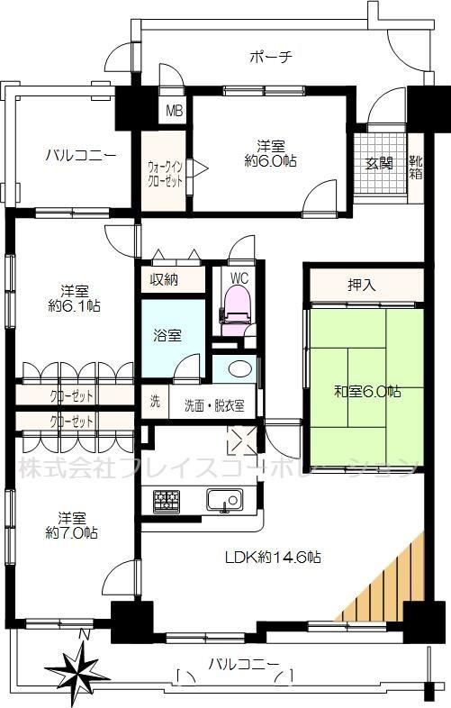Floor plan. 4LDK, Price 27,800,000 yen, Footprint 100.04 sq m , Balcony area 19.96 sq m