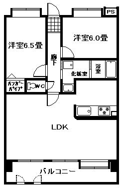 Floor plan. 2LDK, Price 23 million yen, Occupied area 69.41 sq m
