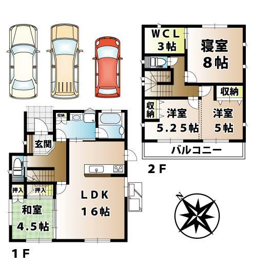 Floor plan. (H Building), Price 27,700,000 yen, 4LDK, Land area 176.3 sq m , Building area 101.02 sq m
