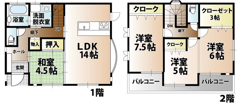Floor plan. 27,800,000 yen, 4LDK, Land area 123.79 sq m , Building area 97.71 sq m