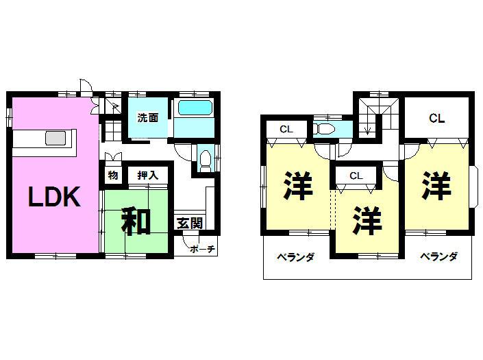 Floor plan. 22,800,000 yen, 4LDK, Land area 134.48 sq m , Building area 94.39 sq m