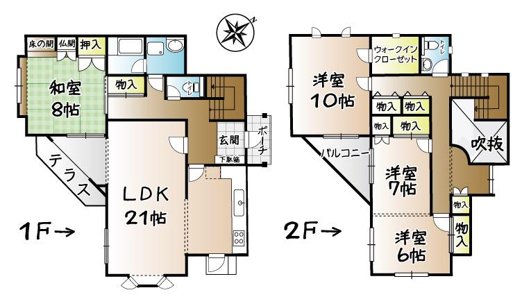 Floor plan. 24,800,000 yen, 4LDK, Land area 204.93 sq m , Building area 148.74 sq m