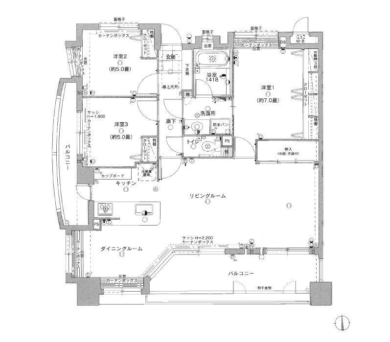 Floor plan. 3LDK, Price 25,300,000 yen, Footprint 85.7 sq m , Balcony area 19.72 sq m