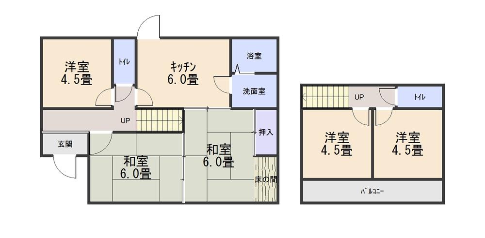 Floor plan. 12.8 million yen, 5DK, Land area 175.59 sq m , Building area 91.62 sq m