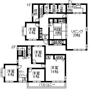 Floor plan. 32,800,000 yen, 6LDK + S (storeroom), Land area 368.73 sq m , Building area 189.8 sq m
