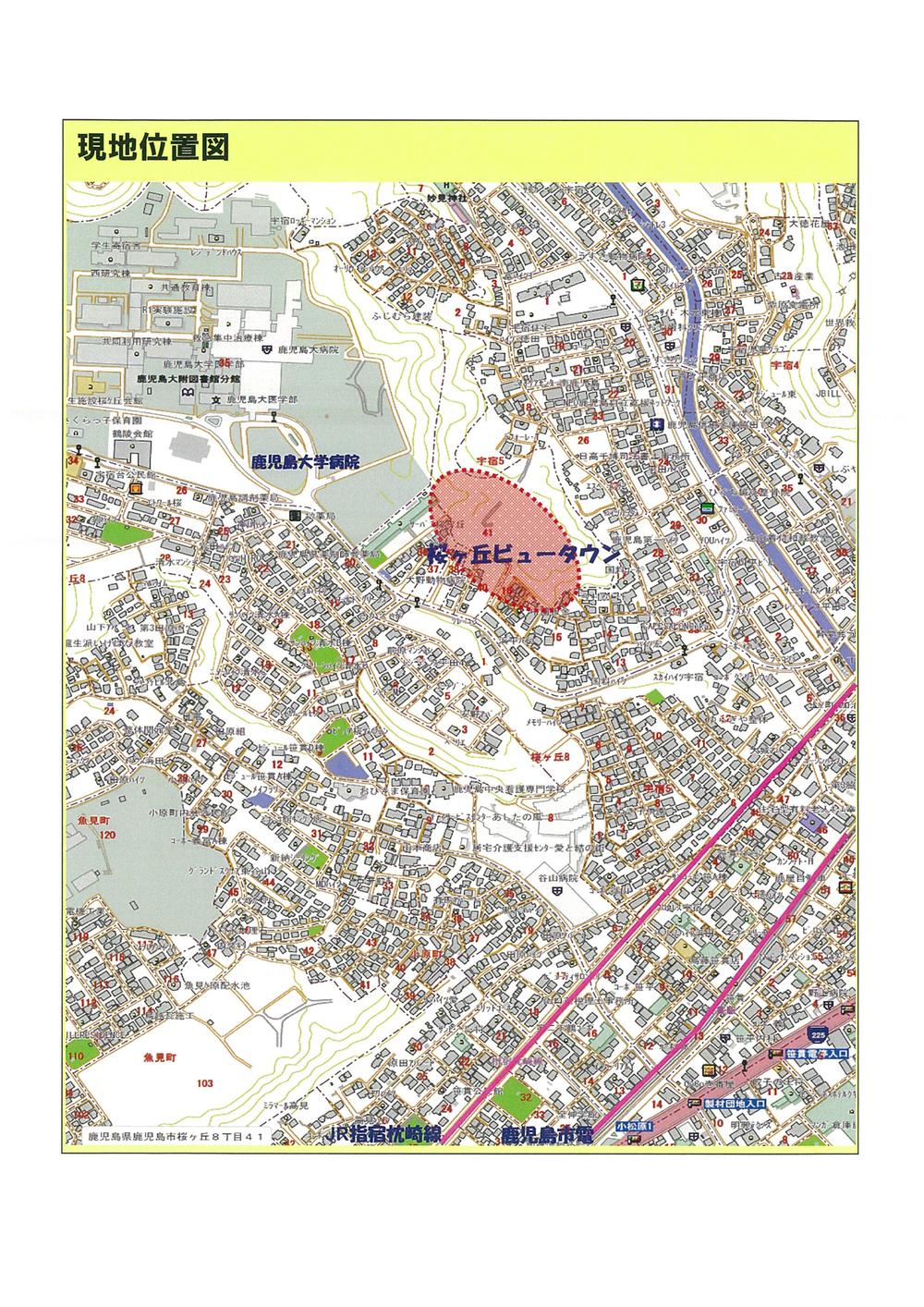 Local guide map. Please come to mark the Kagoshima University hospital