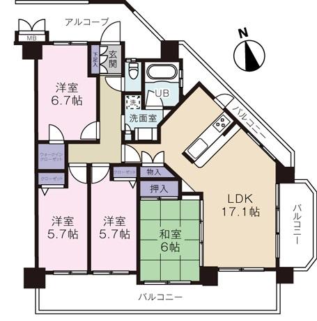 Floor plan. 4LDK, Price 29 million yen, Footprint 88.8 sq m , Balcony area 28.41 sq m