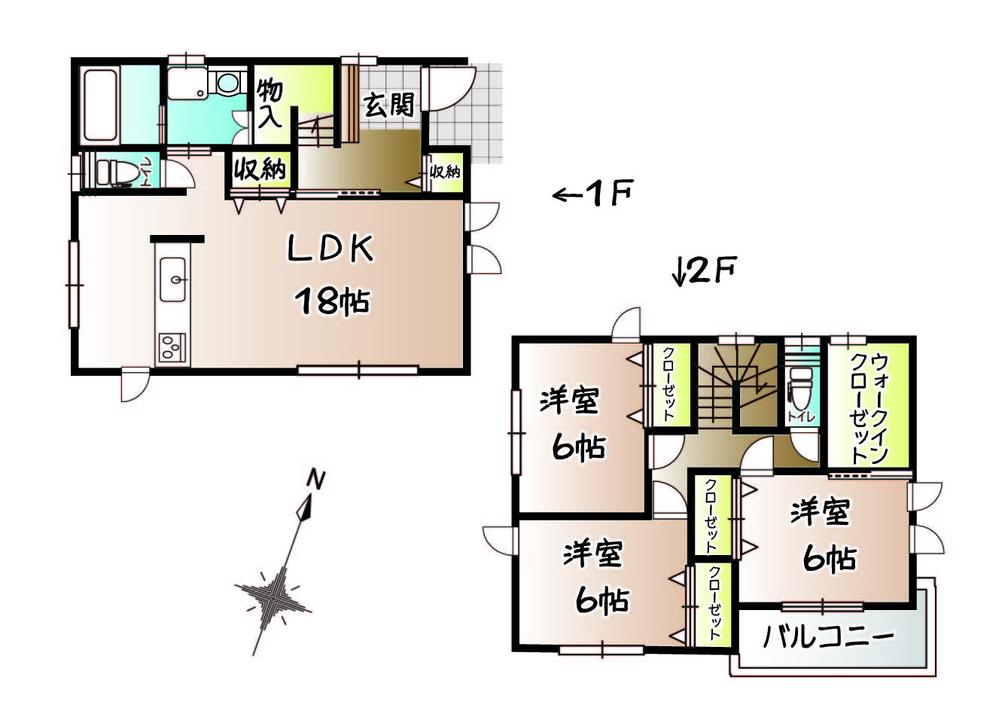 Floor plan. 19,800,000 yen, 3LDK, Land area 165.39 sq m , Building area 99.18 sq m