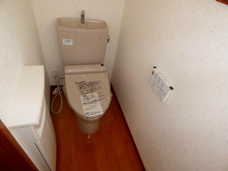 Toilet. It is a comfortable space with washing warm