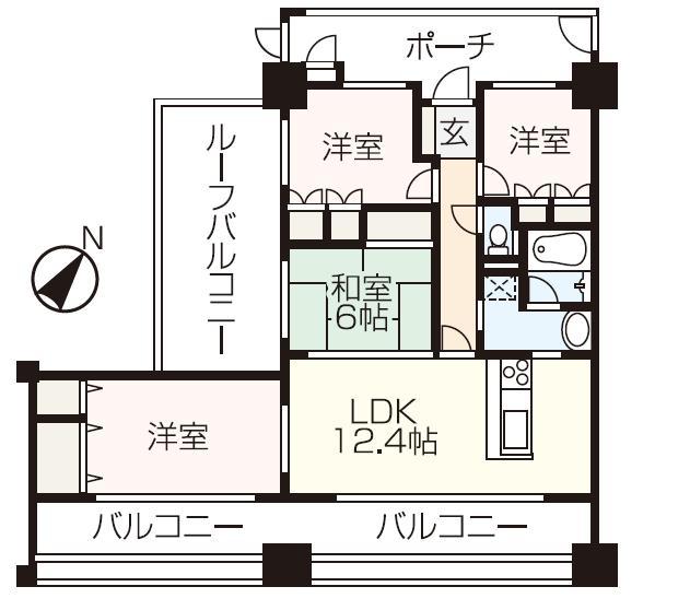 Floor plan. 4LDK, Price 28,900,000 yen, Occupied area 92.28 sq m , Balcony area 46.8 sq m