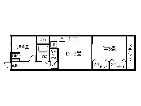 Floor plan. 2DK, Price 8.8 million yen, Footprint 40.7 sq m , Balcony area 3.6 sq m