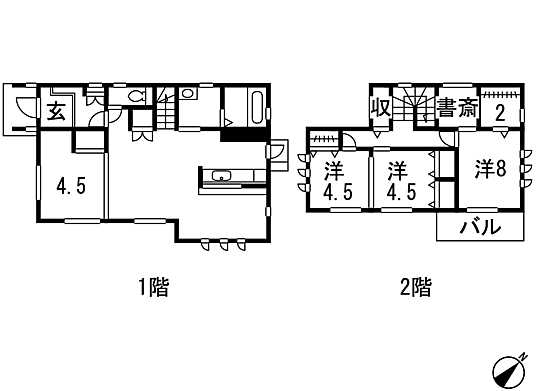 Floor plan. 48,350,000 yen, 4LDK + S (storeroom), Land area 126.5 sq m , Building area 93.57 sq m