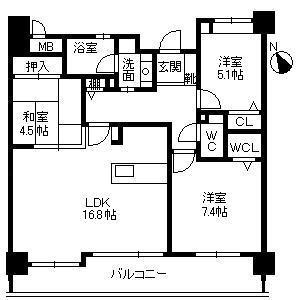 Floor plan. 3LDK, Price 23.8 million yen, Footprint 75.2 sq m , Balcony area 19.4 sq m