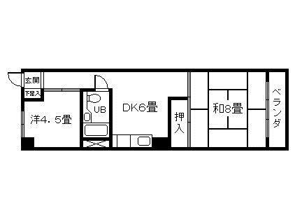 Floor plan. 2DK, Price 3.6 million yen, Occupied area 40.81 sq m , Balcony area 3.64 sq m
