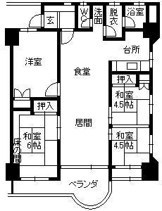 Floor plan. 4LDK, Price 16 million yen, Occupied area 86.87 sq m , Balcony area 13.13 sq m