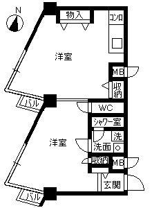 Floor plan. Price 5.7 million yen, Occupied area 43.32 sq m , Balcony area 1 sq m floor plan