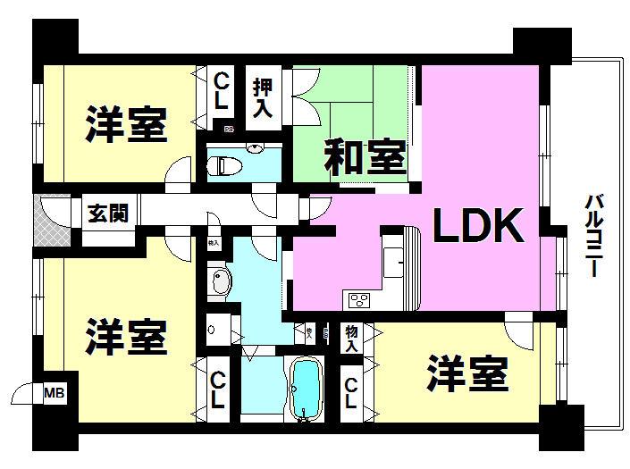 Floor plan. 4LDK, Price 20.8 million yen, Occupied area 77.77 sq m , Balcony area 14.82 sq m