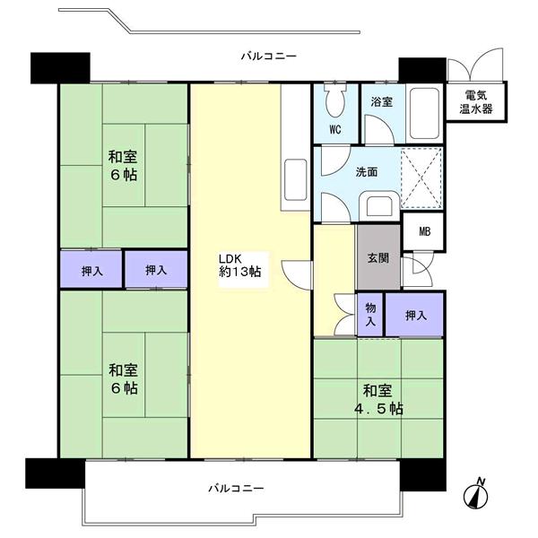Floor plan. 3LDK, Price 9.2 million yen, Occupied area 69.91 sq m , Balcony area 22.18 sq m