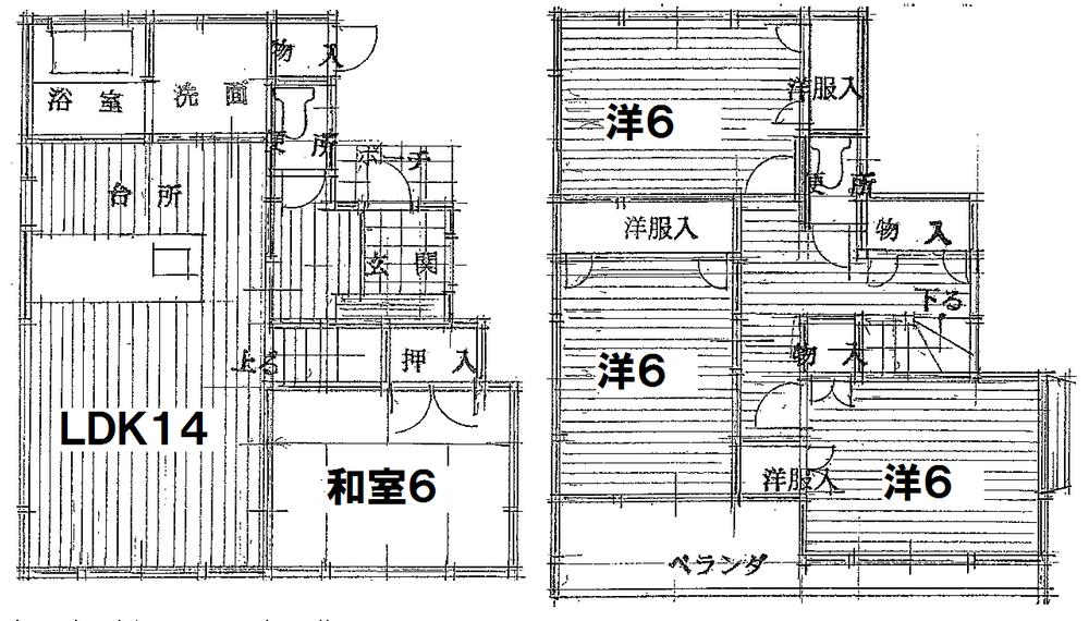Floor plan. 21,400,000 yen, 4LDK, Land area 134.39 sq m , Building area 96.47 sq m