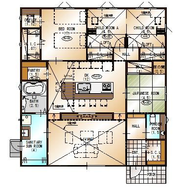 Floor plan. 28,700,000 yen, 4LDK, Land area 242.17 sq m , Building area 121.72 sq m