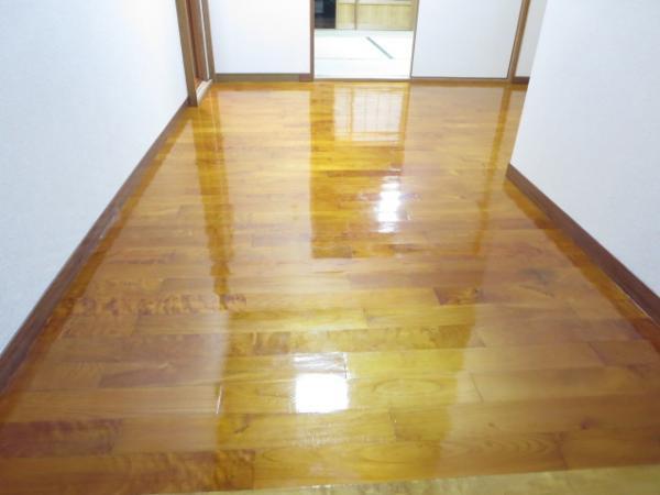 Entrance. Entrance of the floor is shiny with a urethane finish