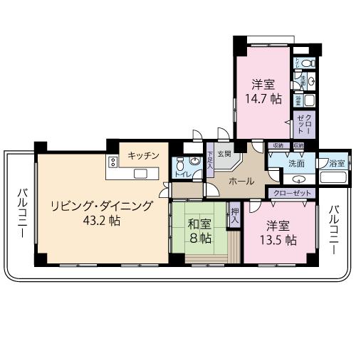 Floor plan. 3LDK, Price 30 million yen, Footprint 189.23 sq m , Balcony area 53.37 sq m