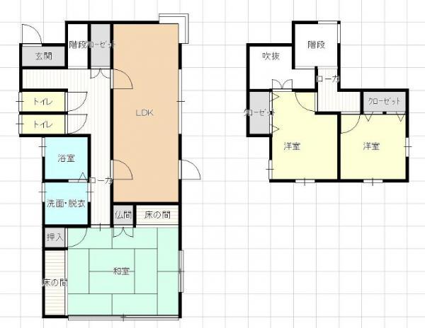 Floor plan. 12.8 million yen, 3LDK, Land area 200.22 sq m , Building area 100.28 sq m 1 floor in a public space ☆ Private room on the second floor ☆ Family reunion is also a floor plan can enjoy time alone