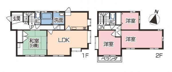 Floor plan. 21,800,000 yen, 4LDK, Land area 485.05 sq m , Building area 129.5 sq m 1 floor of the spacious living family reunion, In the second floor of the private dining room has become a floor plan to enjoy the time alone