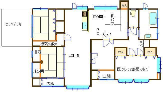 Floor plan. 5,980,000 yen, 4LDK, Land area 666.63 sq m , Building area 121.31 sq m spacious 4LDK