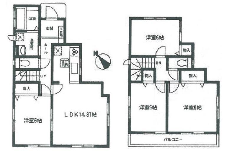 Floor plan. (Building 2), Price 20.8 million yen, 4LDK, Land area 114.47 sq m , Building area 95.02 sq m