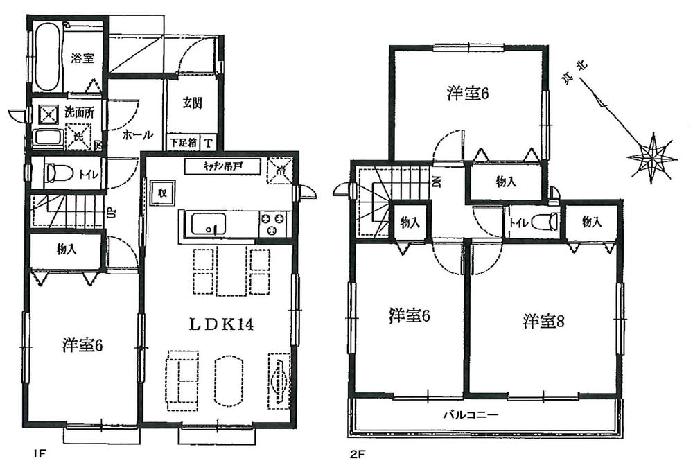 Floor plan. (1 Building), Price 19,800,000 yen, 4LDK, Land area 111.59 sq m , Building area 94.4 sq m