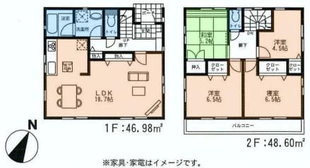 Floor plan. (2), Price 23.8 million yen, 4LDK, Land area 136.49 sq m , Building area 95.58 sq m
