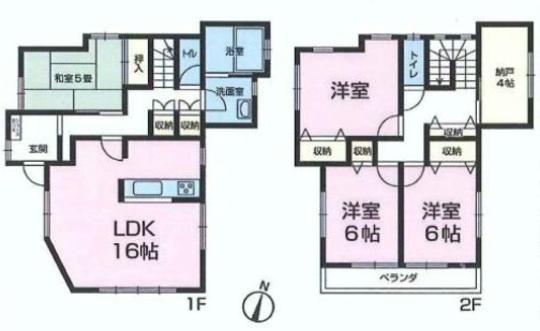Floor plan. 17.8 million yen, 4LDK, Land area 174.01 sq m , Building area 114.84 sq m