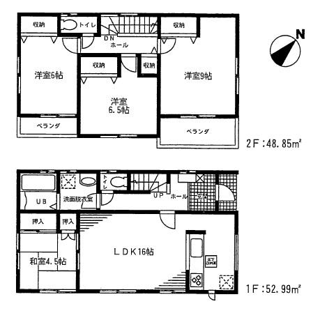 Floor plan. 22,800,000 yen, 4LDK, Land area 105.83 sq m , Building area 101.84 sq m