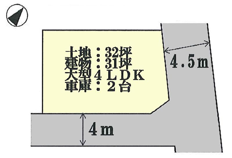 Compartment figure. 22,800,000 yen, 4LDK, Land area 105.83 sq m , Building area 101.84 sq m