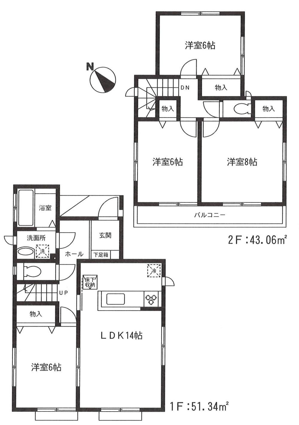 Floor plan. 19,800,000 yen, 4LDK, Land area 111.59 sq m , Building area 94.4 sq m